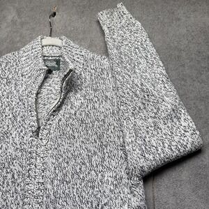 Roots Canada Gray White Knit Wool Blend‎ Shawl Collar Cardigan Sweater Large